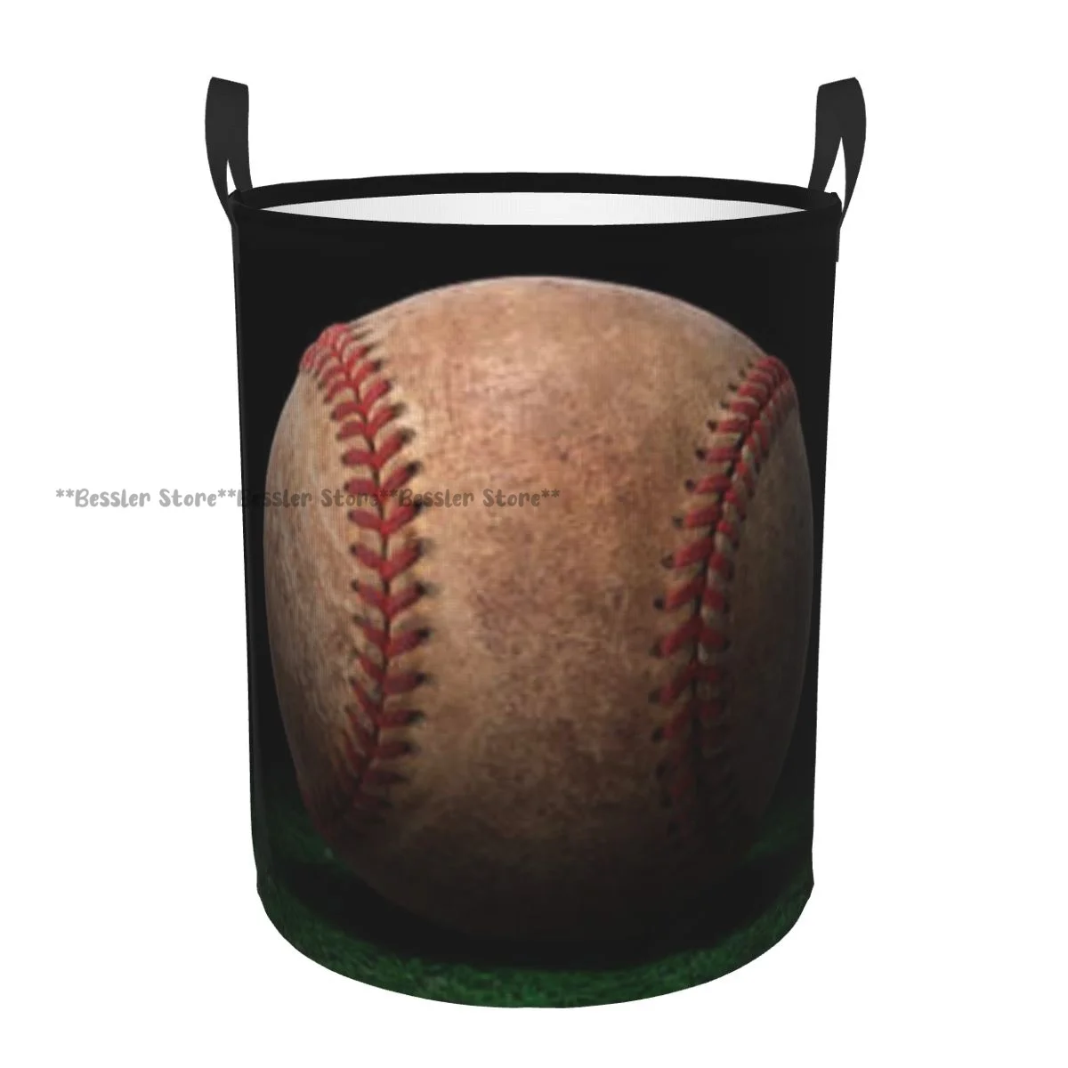 Waterproof Storage Bag Baseball Ball On Grass Household Dirty Laundry Basket Folding Bucket Clothes Organizer