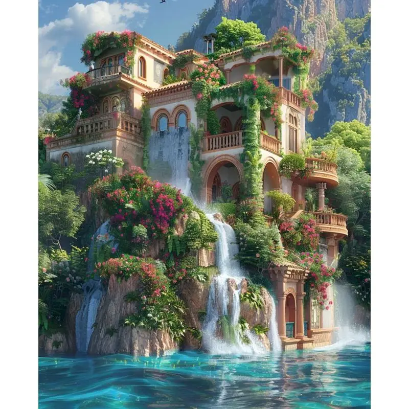 GATYZTORY Acrylic By Numbers waterfall Scenery Drawing On Canvas Pictures By Number Landscape Handpainted Gift Wall Art