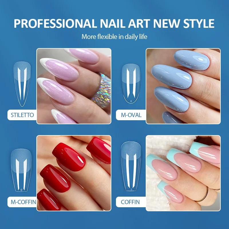 Fake Nail Tips Press on False Nail Full Cover Coffin Semi-Frosted Nail Capsule Salon Tip Accessories Tool