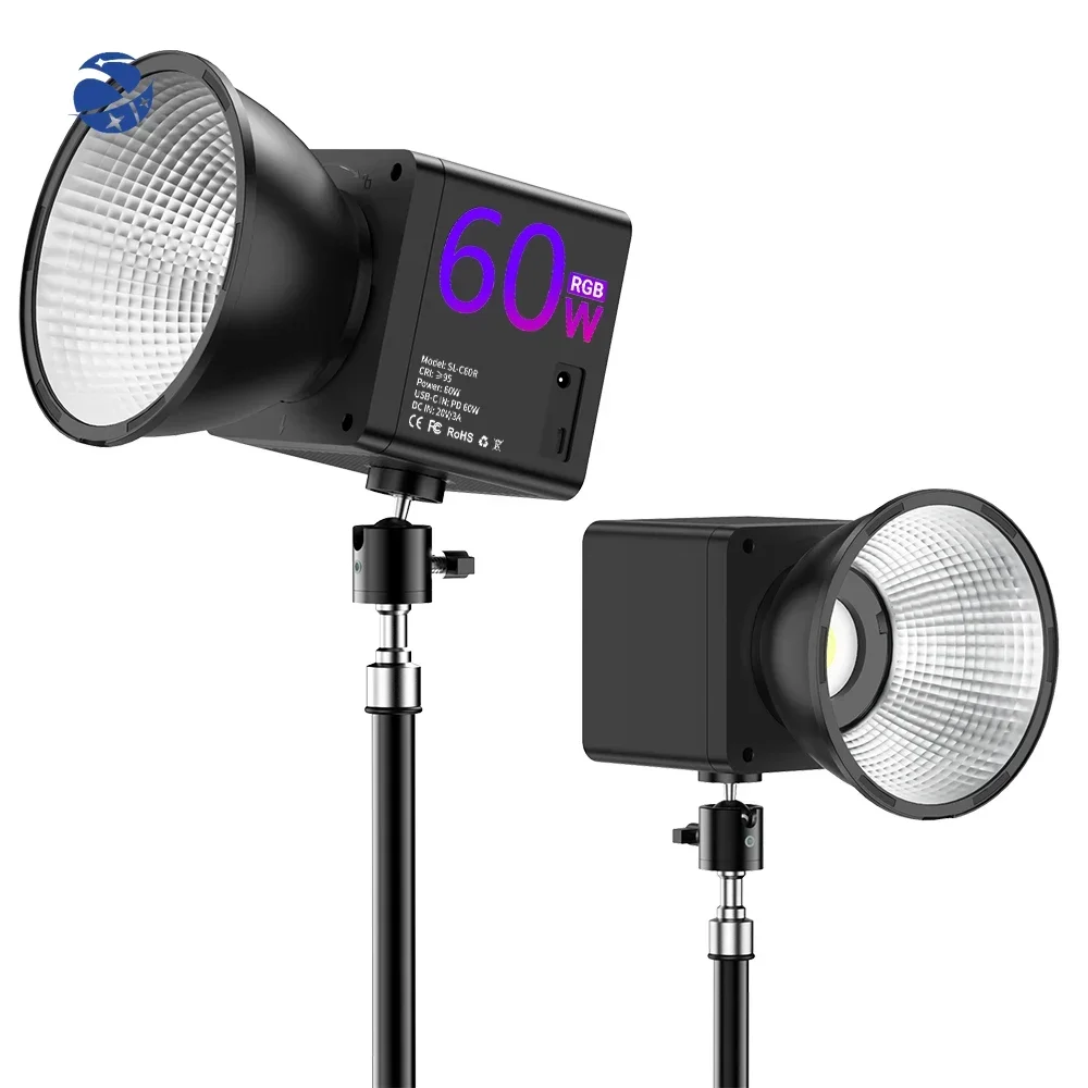 60W Portable LED Video Light COB RGB with DC Power Adapter 13400mAh Rechargeable Mini RGB Color COB Continuous Spotlight Light