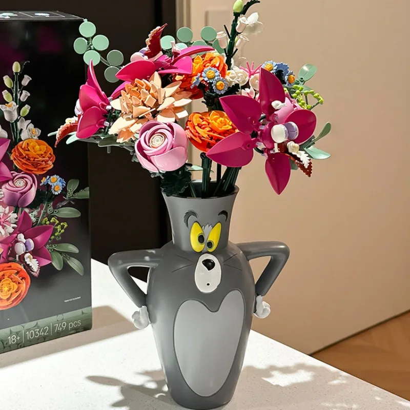 

New Vase Ornaments Around The Cat and Mouse Gift Room Decoration Creative Flower Arrangement Vase Storage Building Blocks.