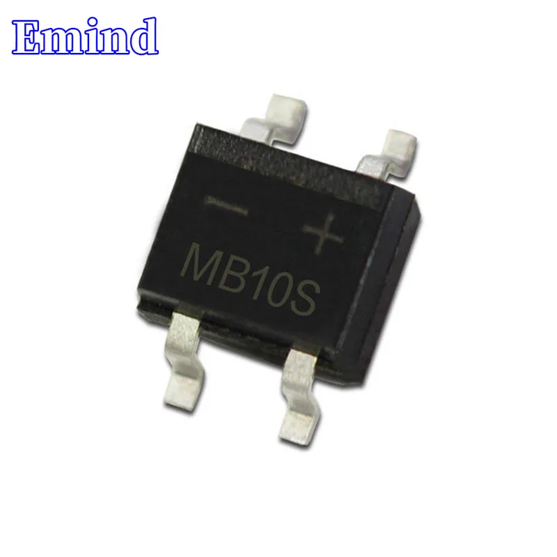 100Pcs MB10S SMD Bridge Rectifier SOP-4 Rectifier Bridge Stack 0.8A/1000V MBS Footprint