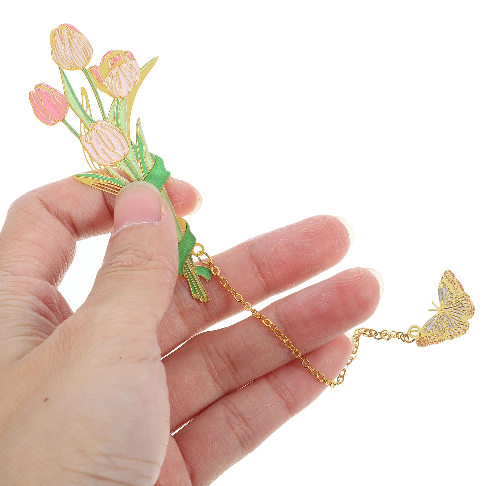 

Metal Flower Bookmarks Portable Craft Decorative Rose Miss Chain Design Lightweight Easy to Carry Perfect Gift Readers Students