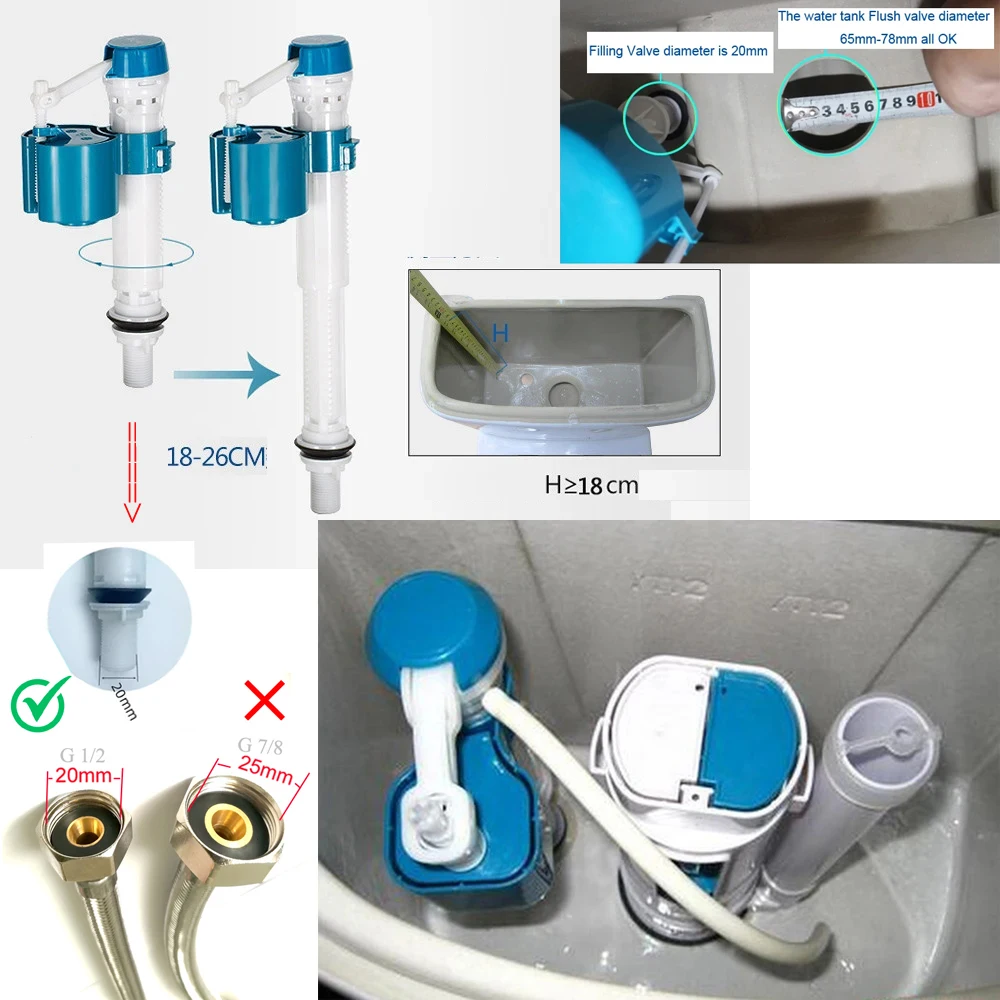 Toilet Water Tank Dual Flush Push Button Cistern Siphon Valve Kits WC Toilet