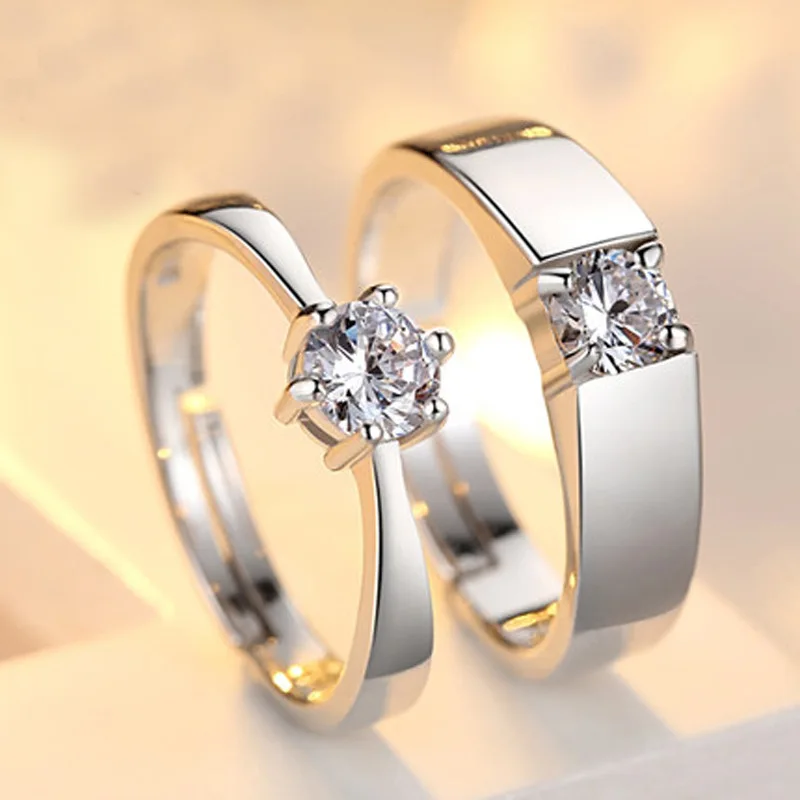 Classic Couple Rings For Men Women CZ Stone Trendy Wedding Lovers' Ring Jewelry Romantic Valentine's Day Present Ring Accessory