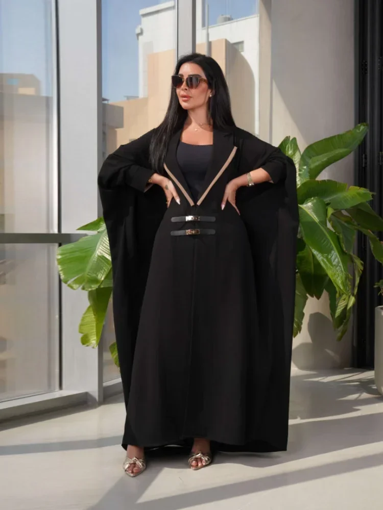 

Eid Muslim Abaya for Women Dresses Jalabiya Leather Buckle Ramadan Dubai Islam Vestidos Arab Long Robe Abayas Kaftan Morocco