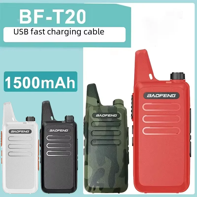 1/2 Uds Baofeng BF-T20 Walkie Talkie Mini Micro USB carga portátil Radios bidireccionales actualización de BF-C9 KD-C1 para caza juguete para niños