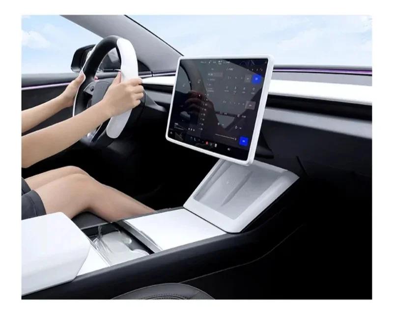 Dekorativer Rahmen für kabelloses Laden, passend für Tesla Model 3 Highland/Model Y Juniper, Silikon-Pad für die Mittelkonsole, Autozubehör. – Detail 7