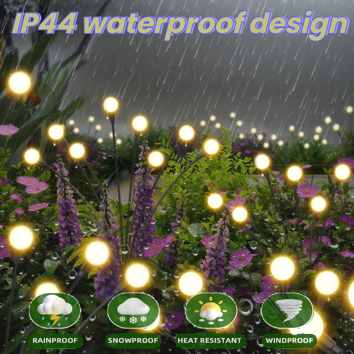 6/9/12 LED Solar Powered Garden Lights Firefly Lights Outdoor Waterproof Vibrant Swaying Lights for Patio Pathway Decoration