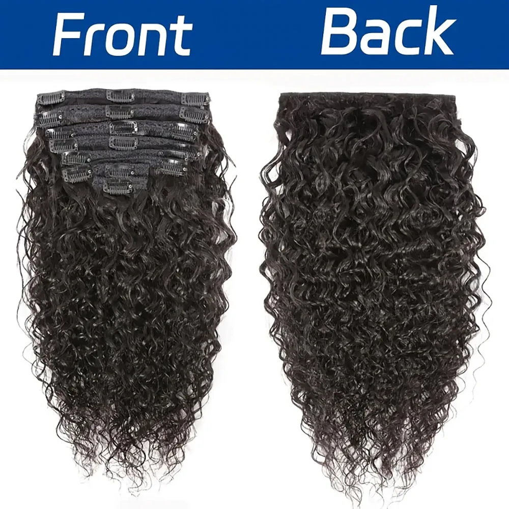 8 個水波クリップヘアエクステンション人毛 100% 未処理ブラジルレミーバージン人毛ナチュラルカラー女性のための