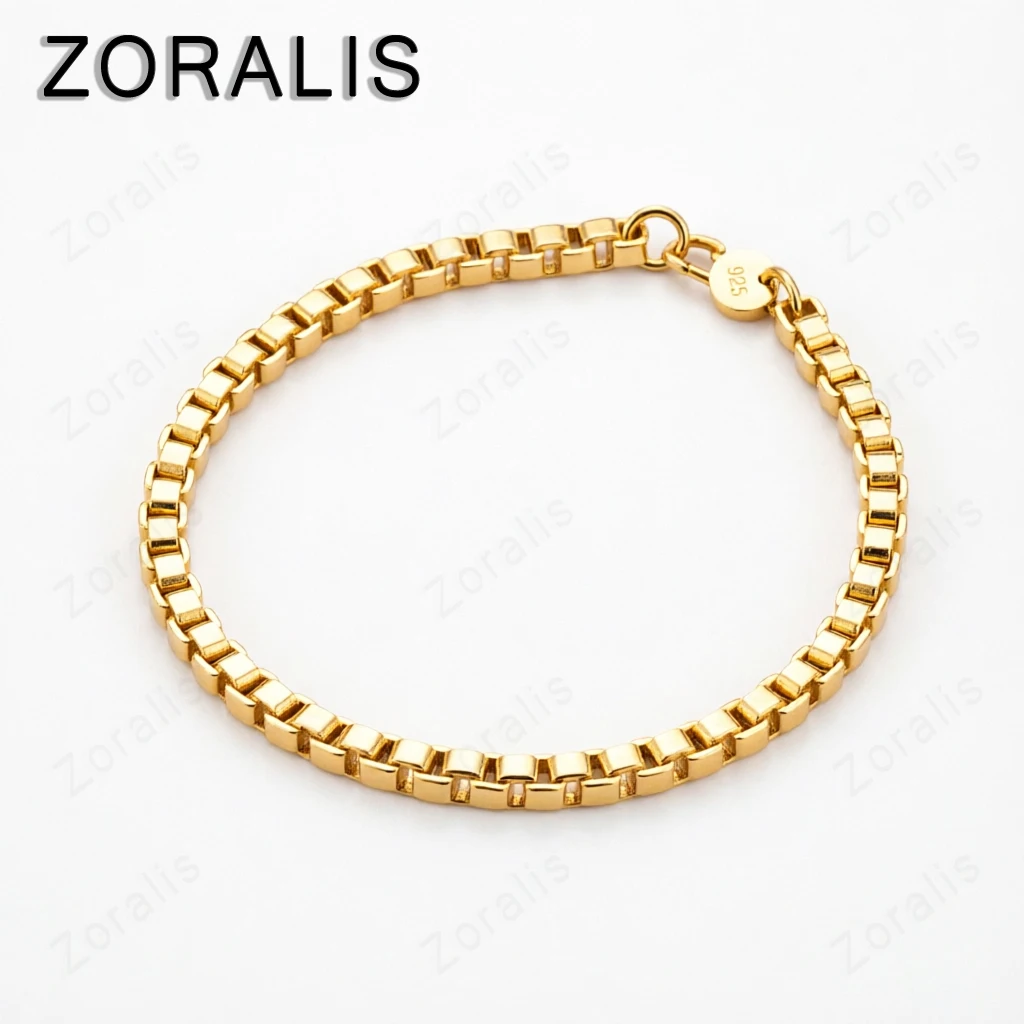 

Exquisite 18K Gold 4mm Box Chain Bracelet For Women Man Party Wedding Birthday Christmas Gift Fashion Charm Jewelry