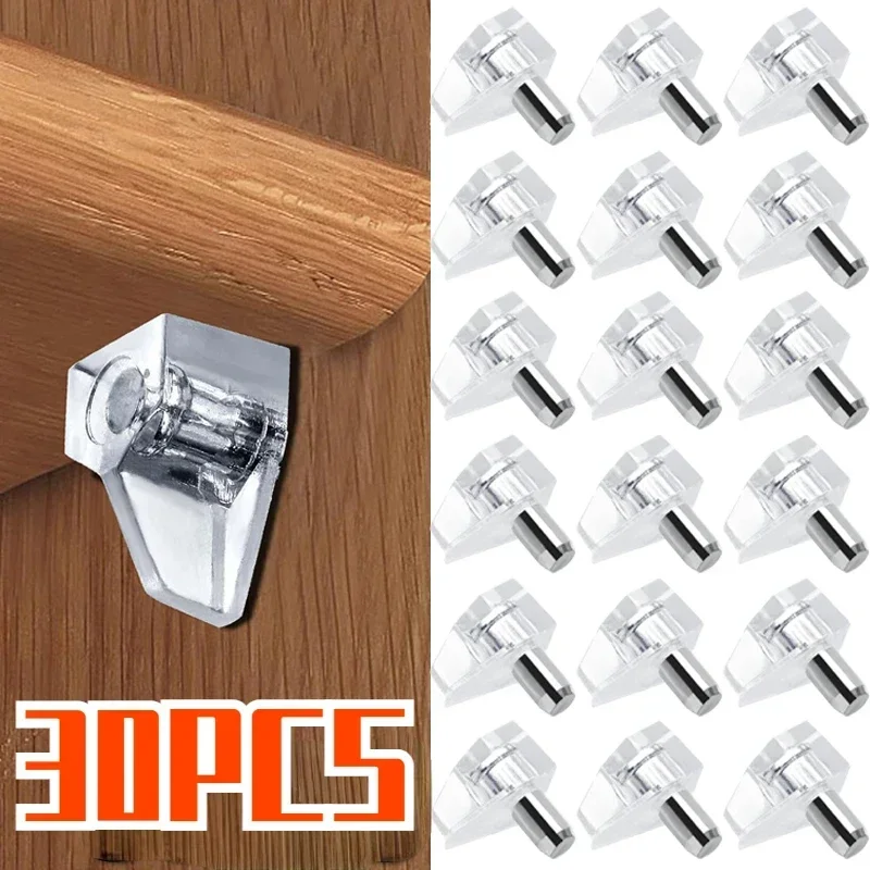 

10/30pcs Transparent Shelf Support Pegs Plastic Laminate Support Cabinet Wardrobe Shelves Glass Plate Furniture Bracket Pins