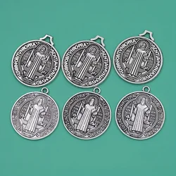 3pc 32mm St Benedict Exorcism Of Nursia Patron Against Evil Medal Charm Pendant Necklace Catholic Roman Cross Demon