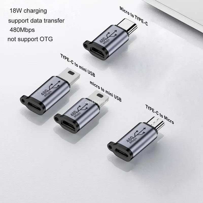 Micro USB to TypeC Mini USB Converter Connector Support & Data Sync 480Mb Dropship