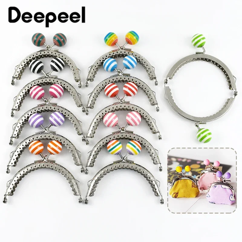 

2/5/10Pcs 85mm Embossed Metal Bag Handle Color Bead Coin Purse Frame Kiss Clasp Handbag Wallet Sewing Brackets for Making Bags