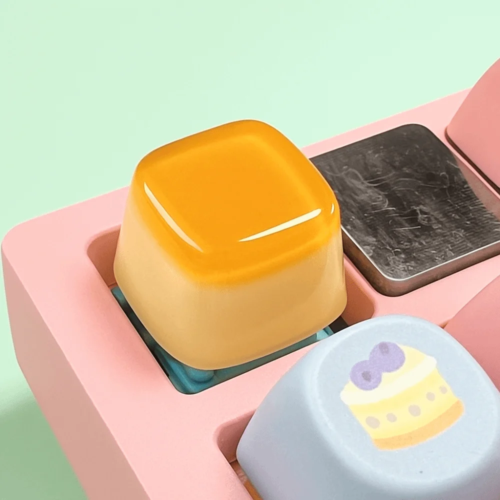 Cross Shaft Jelly Pudding Keycap Original หยดส่วนบุคคลคีย์บอร์ด Key Caps Jelly Texture การออกแบบโปร่งใส