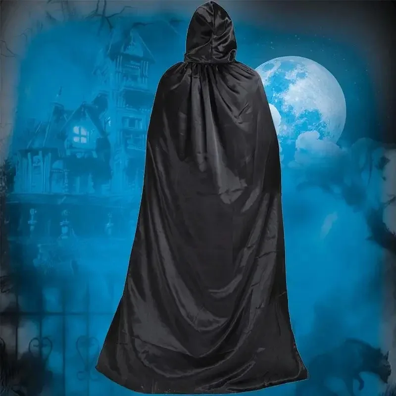 Calssic 2026 New Hooded Cloak Wicca Robe Medieval Witchcraft Cape Party Costume Dress (Size: 165-170cm Color: Black)