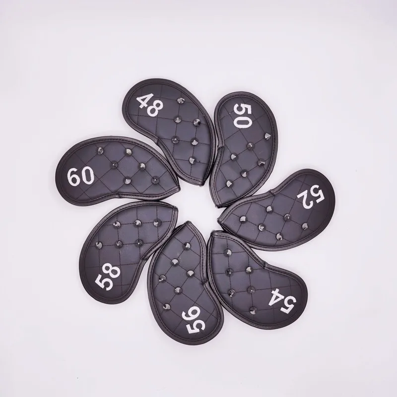 

7Pcs/Lot Rivets Golf Wedges Covers PU Leather Golf Sand Wedge Head Covers Loft 48 50 52 54 56 58 60degree