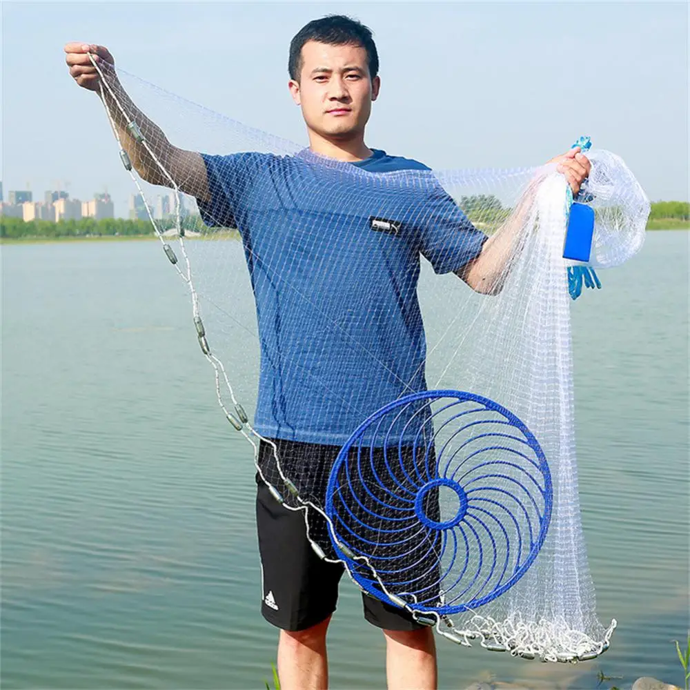 Outdoor Fishing Tackle Gear Durable Strong One Piece Hand-throwing Net Fishing Tackle Accessory Hand-throwing Net