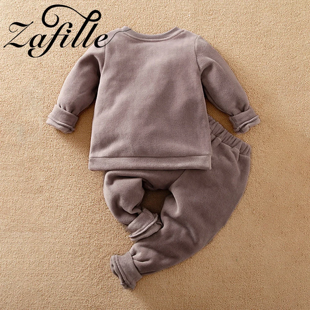 ZAFILLE Solid Sleepwear Set For Kids Boys Girls Long Sleeve Baby Clothes Casual Toddler Costume Male Outfits 2022 Children Suits