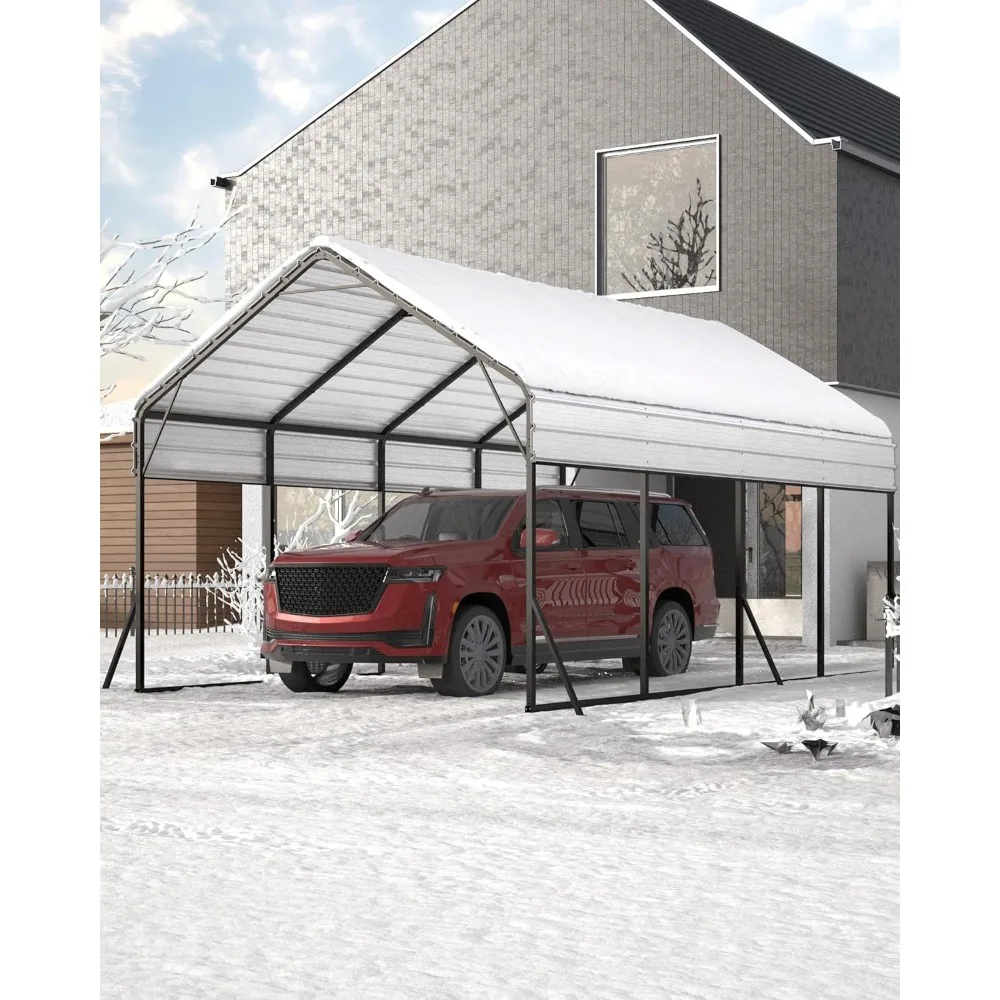 

Металлический карпорт 13x21x10 футов с усиленным каркасом, крышей из оцинкованной стали и усиленным основанием для тяжелых автомобилей для всепогодных автомобилей