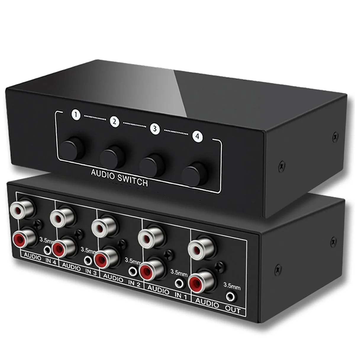 [Great Sell】 3.5mm Aux + L/R Bi-Directional Stereo Audio Switch 4 in 1 Out A/B Analog Audio Switcher