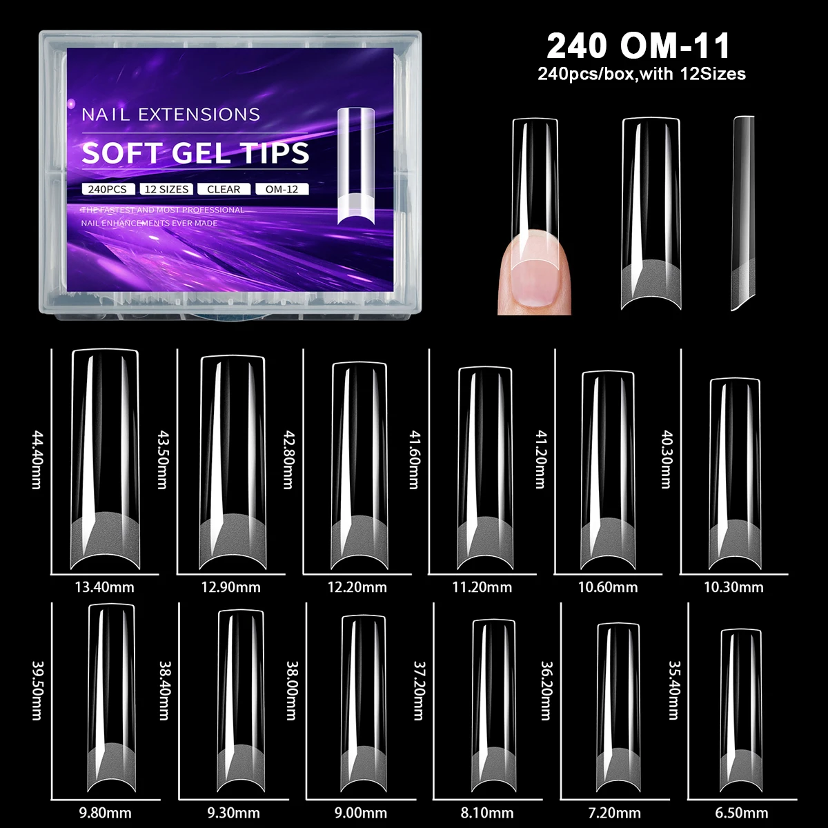 2XL Extra lange weiche Gel-Spitzen, halb matt, klar, vollständige Abdeckung, künstliche Nägel, Stiletto, quadratisch, oval, zum Aufdrücken der Nägel für Verlängerungsdesign