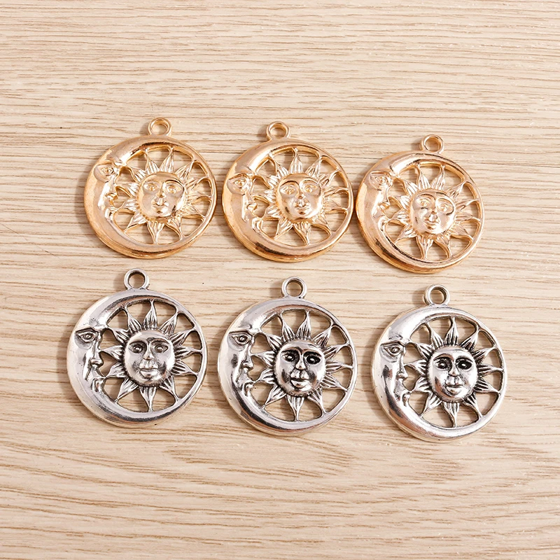 Tusember 10 Stück 28 x 34 mm niedliche Mond-Anhänger aus Legierung für die Schmuckherstellung, Halskette, Ohrringe, Armband, DIY, handgefertigtes Kunsthandwerk – Detail 6