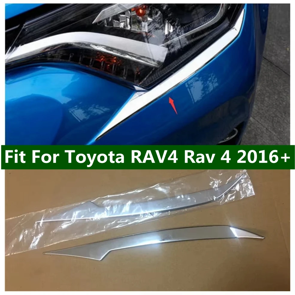 

ABS Chrome Car Front Headlight Head Lights Lamp Eyelid Eyebrow Cover Trim Fit For Toyota RAV4 Rav 4 2016 - 2018 Accessories