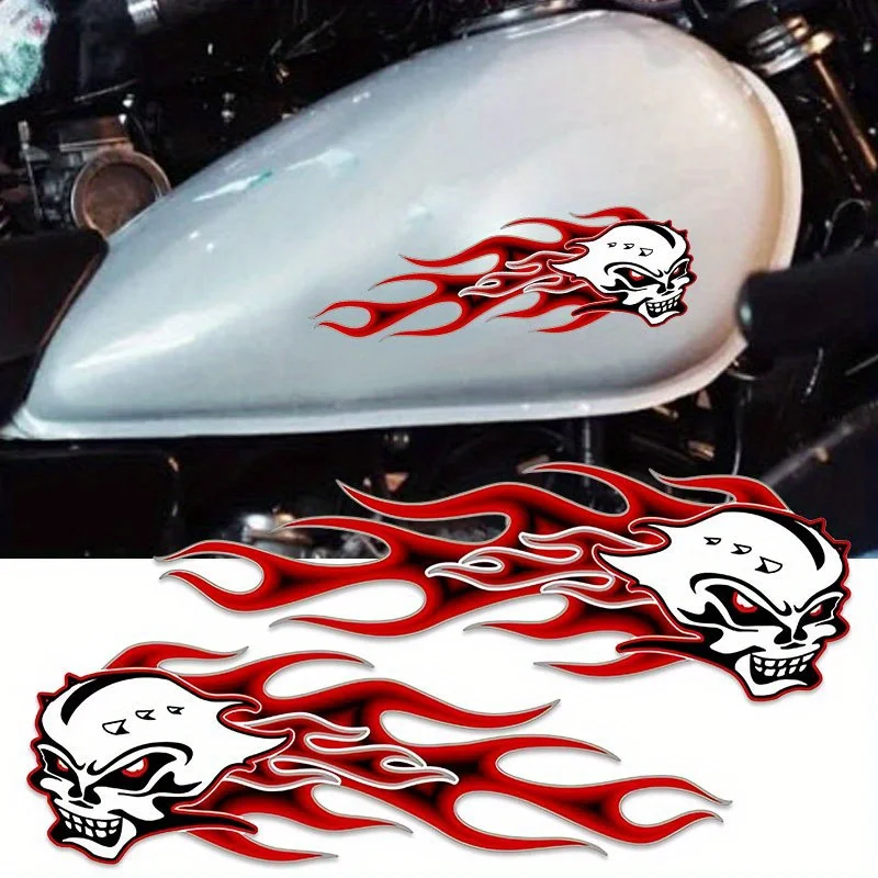 

Виниловая наклейка на мотоцикл с пылающим черепом для боковой панели шлема топливного бака | Водонепроницаемый байкерский подарок
