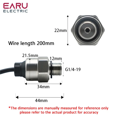 Imagen 2 del producto Transmisor de Sensor de presión para agua, aceite, combustible, Gas, aire, G1/4, 5V, Sensor cerámico, transductor de acero inoxidable de 0,5 MPa y 1,2 MPa