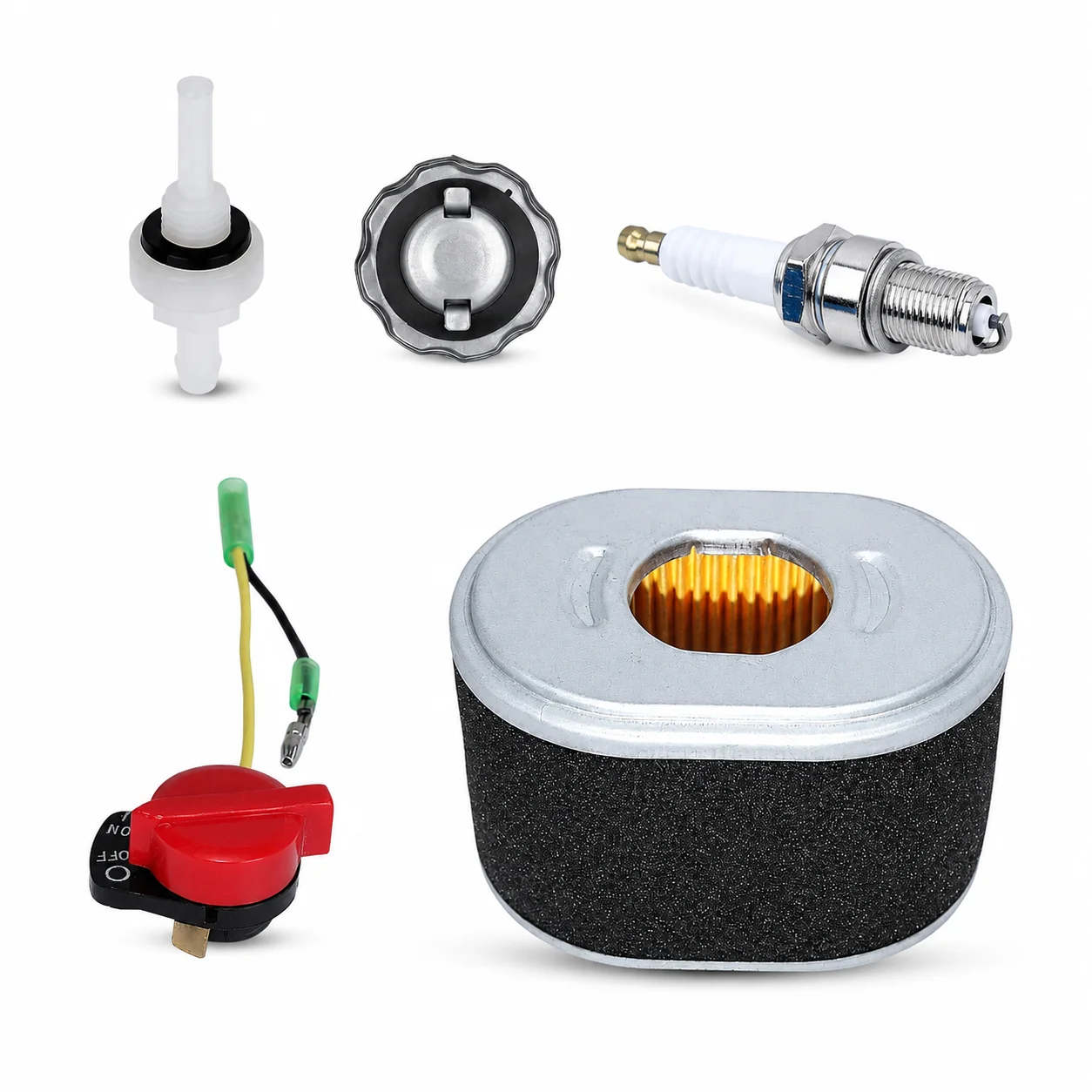 Air Filter Fuel Tank Cap Joint Filter Switch Spark Plug Tune Up Kit For Honda GX160 GX200 Engine Generator Replace 17210-ZE1-822