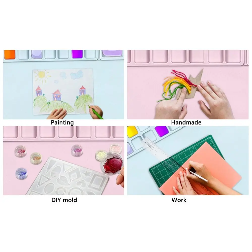Supplies Watercoloring Stamping Non-Stick Ink Blending Silicone Painting Mat Clay Mat Silicone Drawing Board Pigment Palette