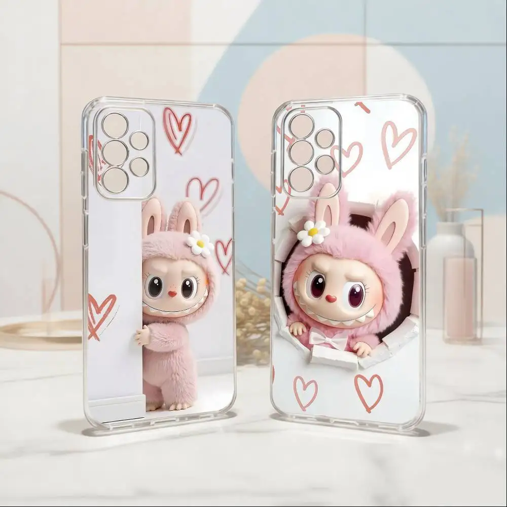 Lovely Labubu gift  Phone Case Transparent Silicone Soft For Samsung S25,S24,S21,S22,S23,S30,Ultra,S20,Plus,Fe