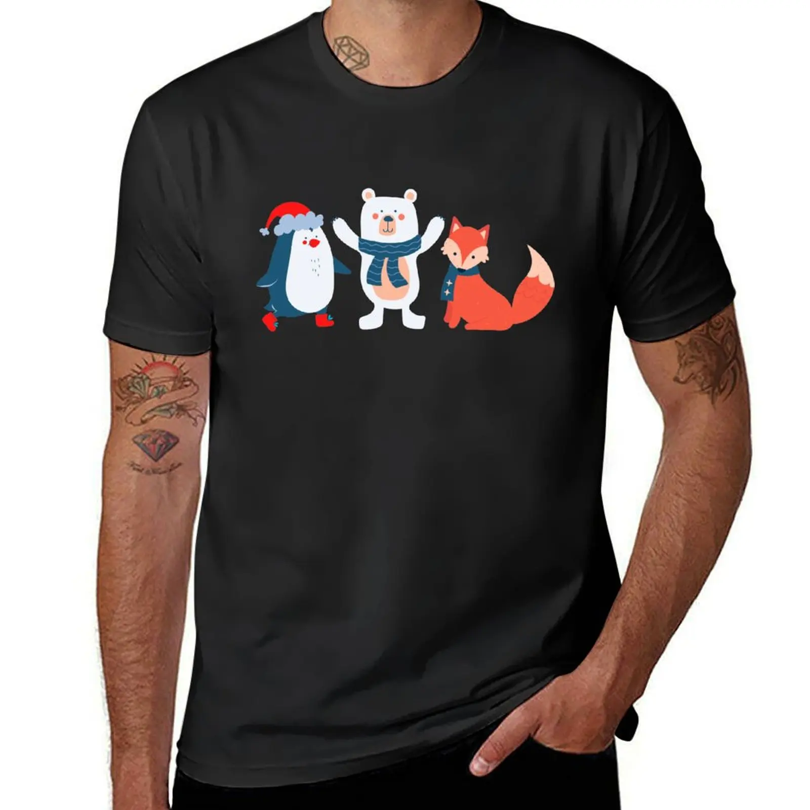 cute animal ready for winter T-Shirt quick-drying sweat Blouse shirts graphic tees t shirts men