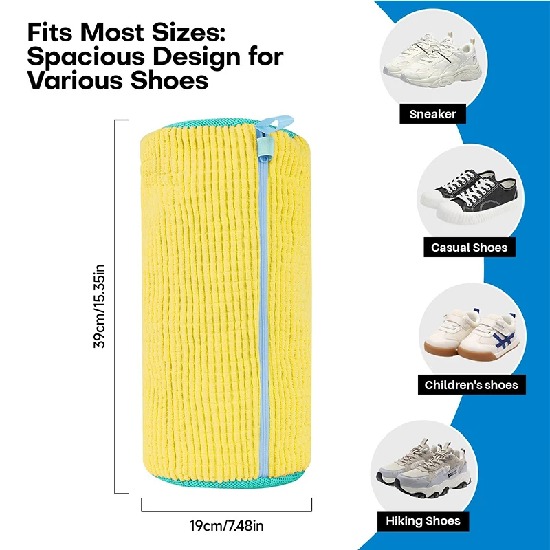 2pc Reusable Shoe Washing Machine Bag Laundry Shoe Bag Washer and Dryer for Sneaker Tennis Shoes Unstain Cleaner Kit