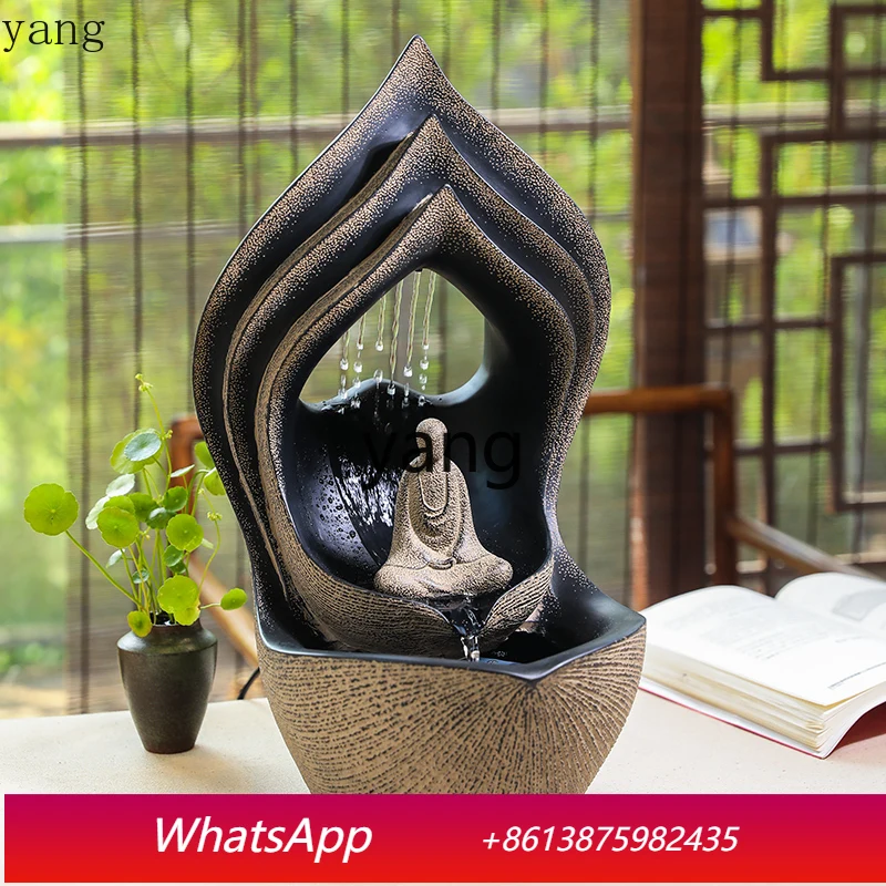 LMM New Chinese Zen Style Flowing Water Ornament for Home Office Living Room Entrance Desktop Decoration