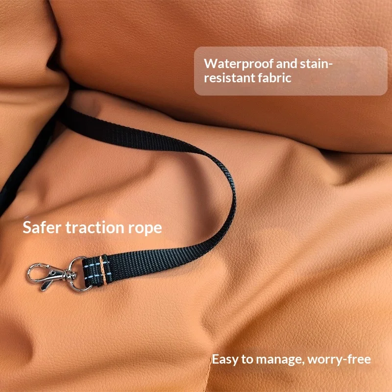 Transportín portátil impermeable de cuero para perros y gatos – coche - imagen 3