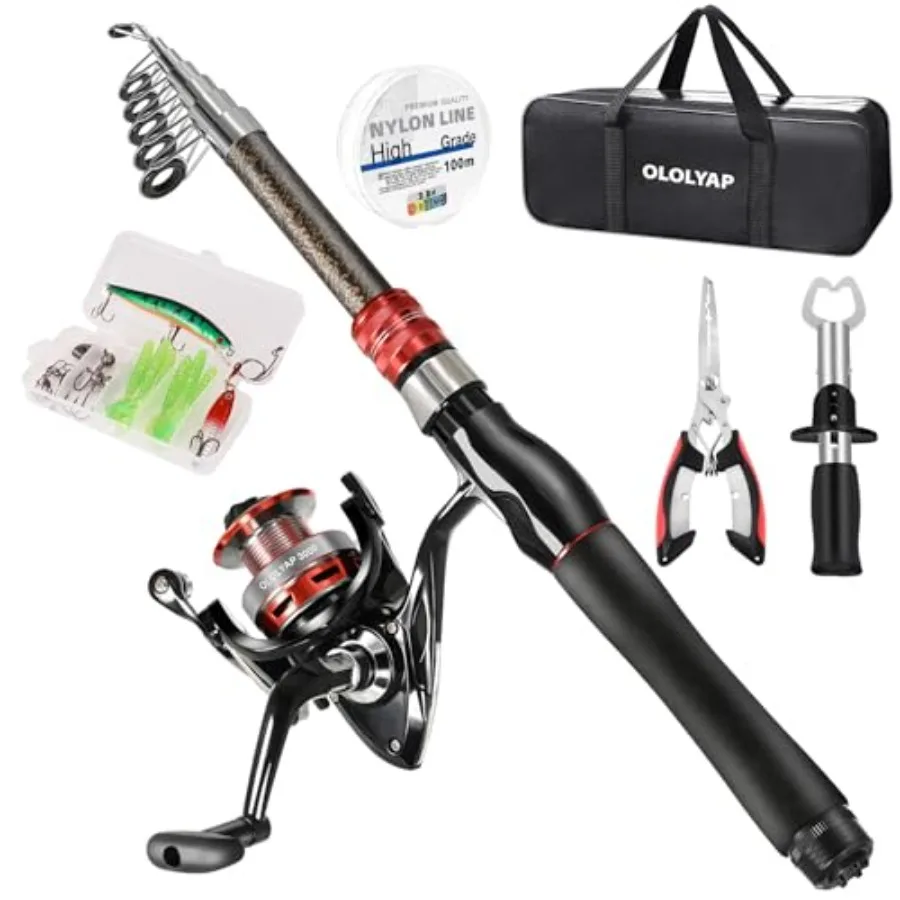 

Fishing Pole Combo Set 6.9ft Telescopic Fishing Rod and Reel Combo with Fishing Pliers and Lip Gripper Collapsible Fishing Rod