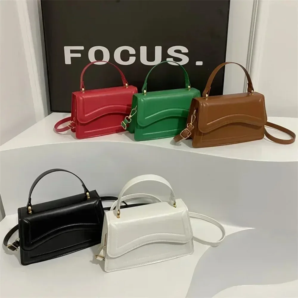 High Quality PU Leather Handbag Purse Women's Bag Solid Color Shoulder Crossbody Bags Lady Messenger Small Tote for Women Girls image 5