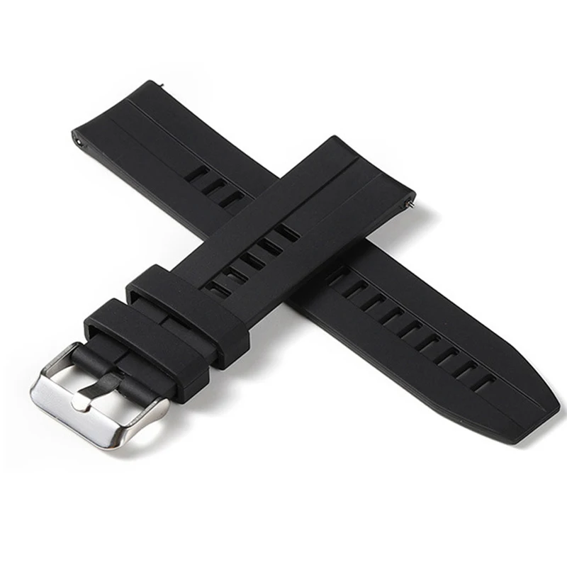 For With Huawei Smart Sports Watch 20/22mm Black Buckle/silver Buckle Silicone Replacement Band, Wristband, Bracelet, Belt