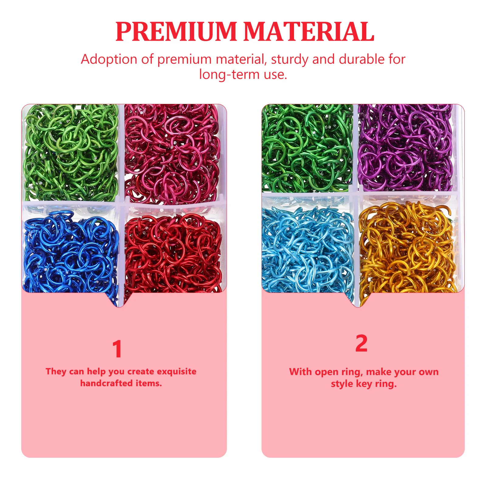 

250pcs Colored Aluminum Rings Open Jumps for Jewelry Making Silver Charm Bracelet Split Necklace Repair DIY Craft Supplies