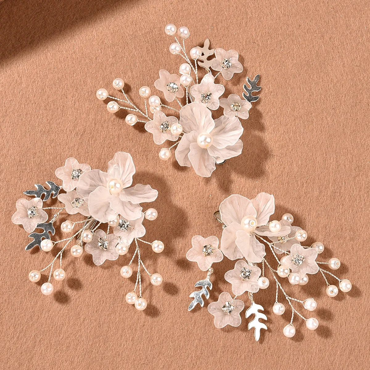 Vintage Flower Hair Clip Set Light Luxurious Elegant Wedding Hair Pins with Pearl for Women Girls Bride Bridesmaid