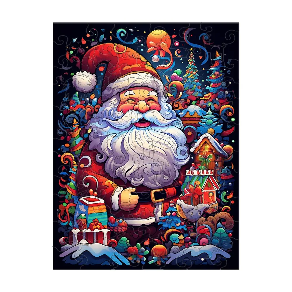 

Деревянный пазл в виде Санта Клауса, рождественские игрушки в форме животных с красивой искусственностью, рождественский подарок, домашний декор