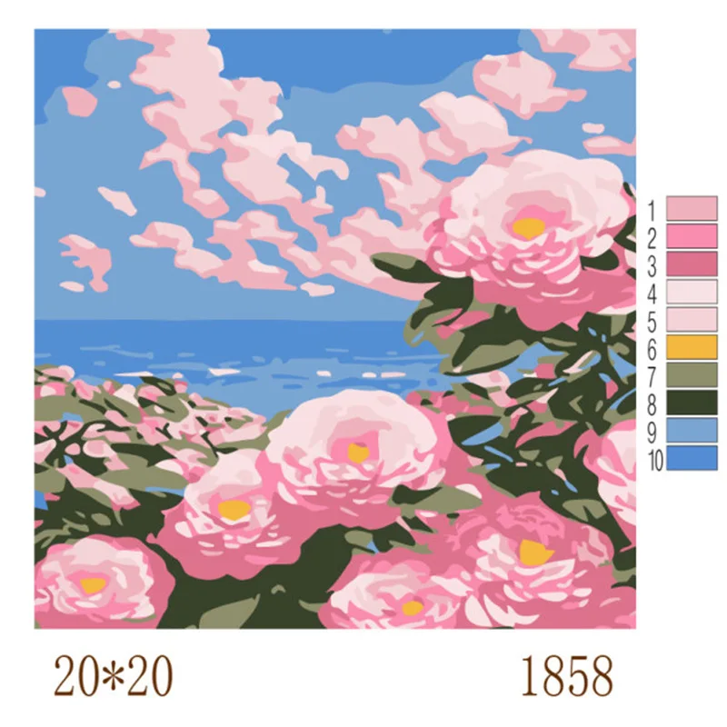 Kids DIY Digital Landscape Oil Painting Decoration Painting Handmade Toy Hand-painted Colour Filling Acrylic Paint Landscape Set