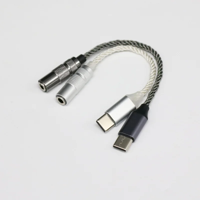 Type C to 3.5mm female 8-strand silver plated wire 13CM