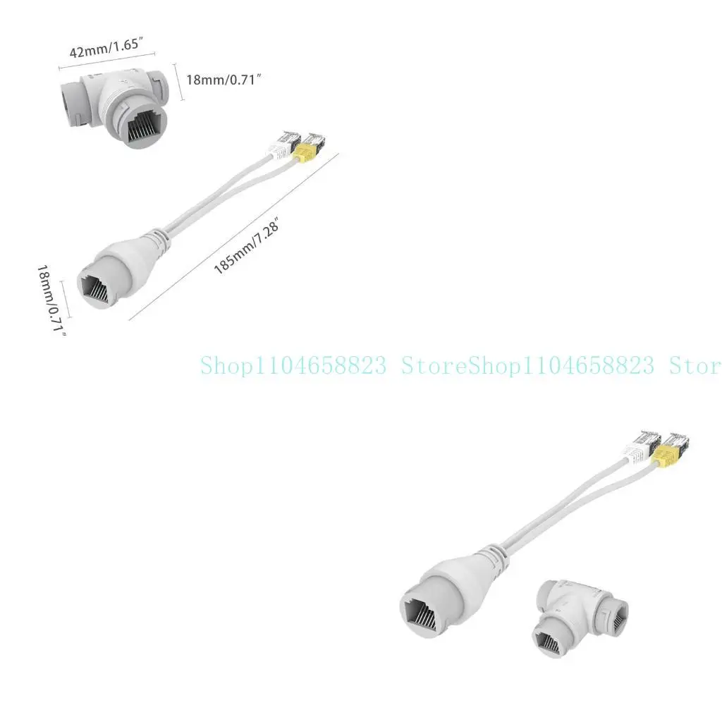 

652F POE Splitter RJ45 2-in-1 Cabling Connector for Security Camera Install POE Splitter Accessories Replacement