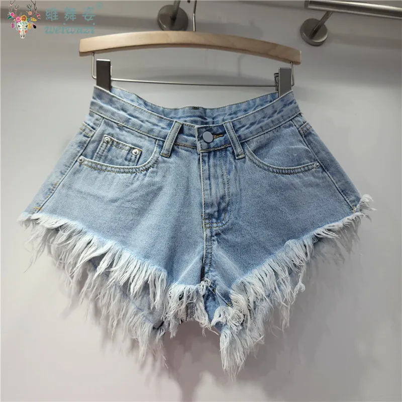 

Высококачественные джинсовые шорты женские джинсы с высокой талией и кисточками широкие джинсы трапециевидной формы короткие сапоги летний клубный сексуальный модный наряд