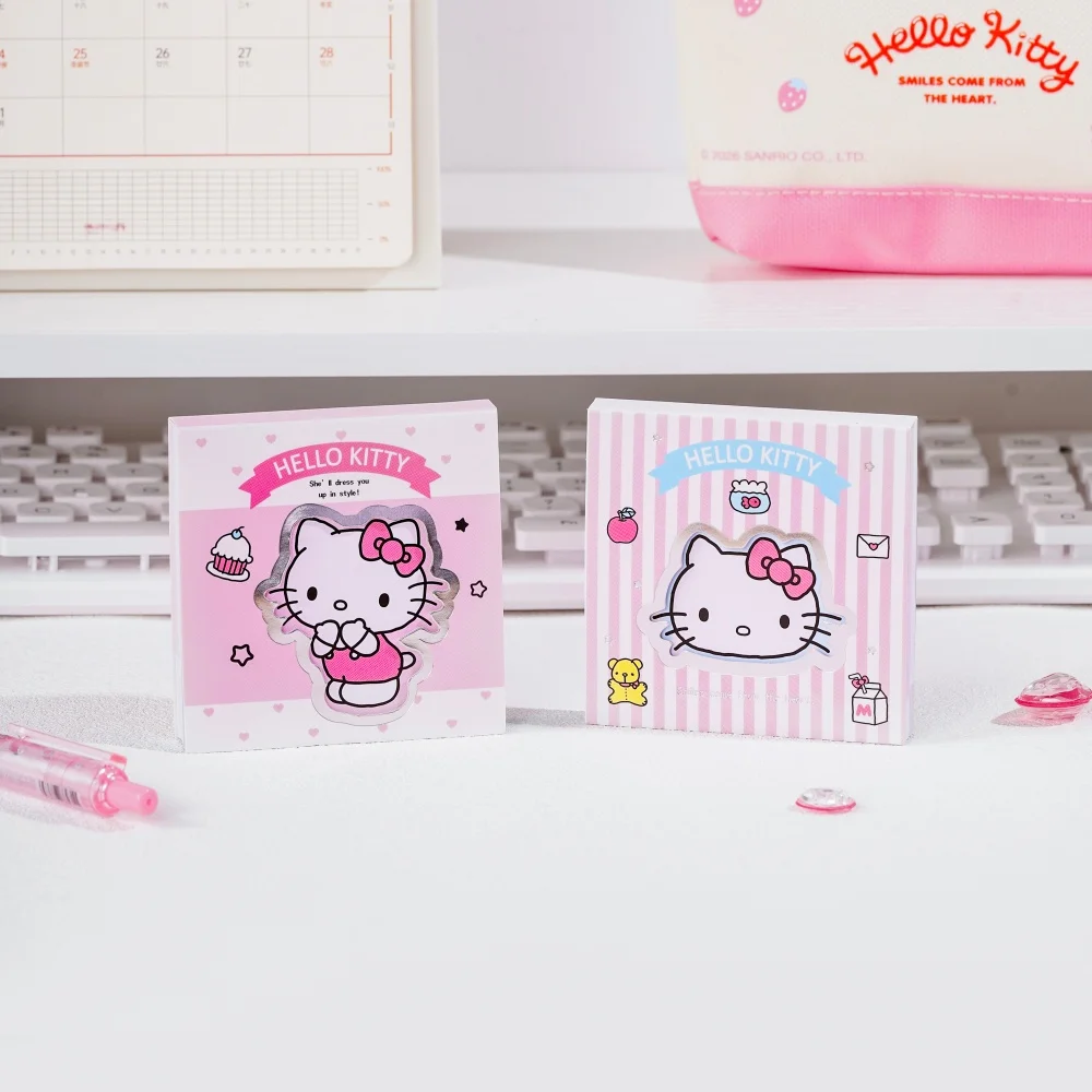 Bloc-notes Non collant Sanrio, 80 pièces, bloc-notes à déchirer, Hello Kitty, papeterie mignonne en forme de chat Kt, pour la maison, le bureau et l'école
