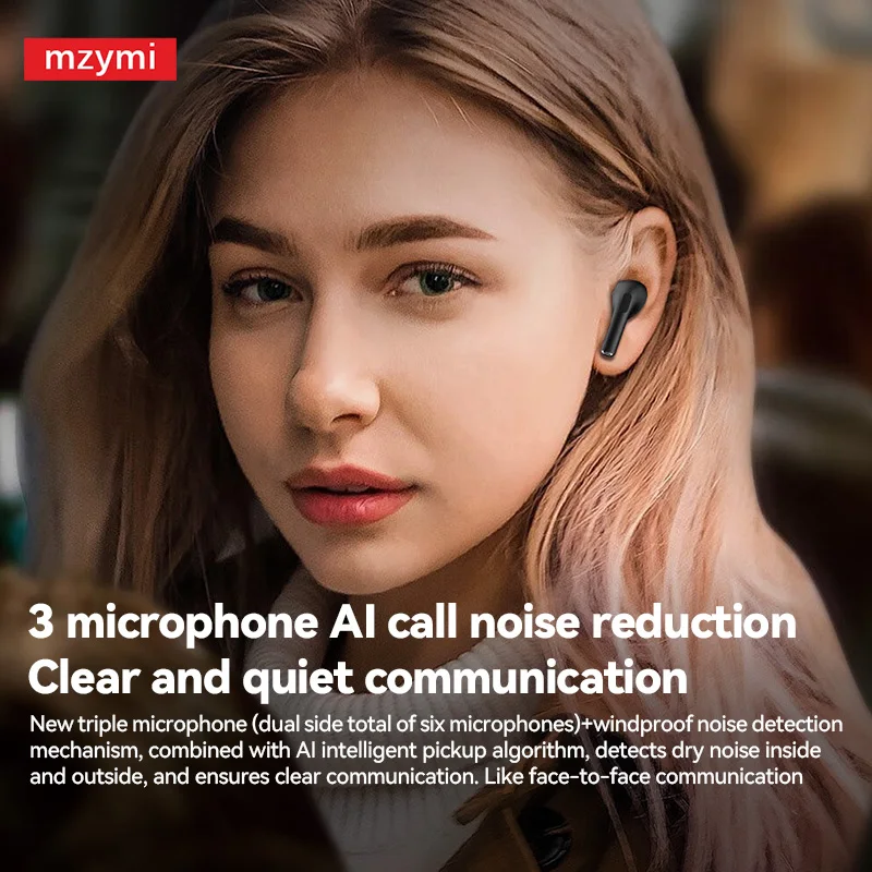 mzymi New Touch Screen Headphone YX30 Wireless Bluetooth Earbuds Active Noise Cancelling Earphone ANC+ENC TWS Headset For XIAOMI